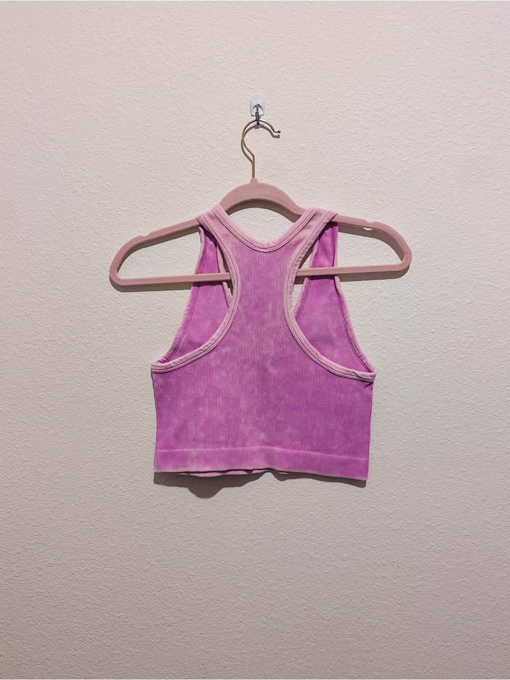 Zenana Outfitters Pink Tie-Dye Ribbed V-Neck Crop Tank - Picture 2 of 4